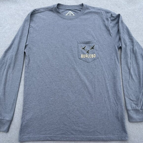 BURLEBO Long Sleeve T Shirt Mens Medium Crew Neck Duck Dog Lab Hunt Outdoors - Picture 4 of 5